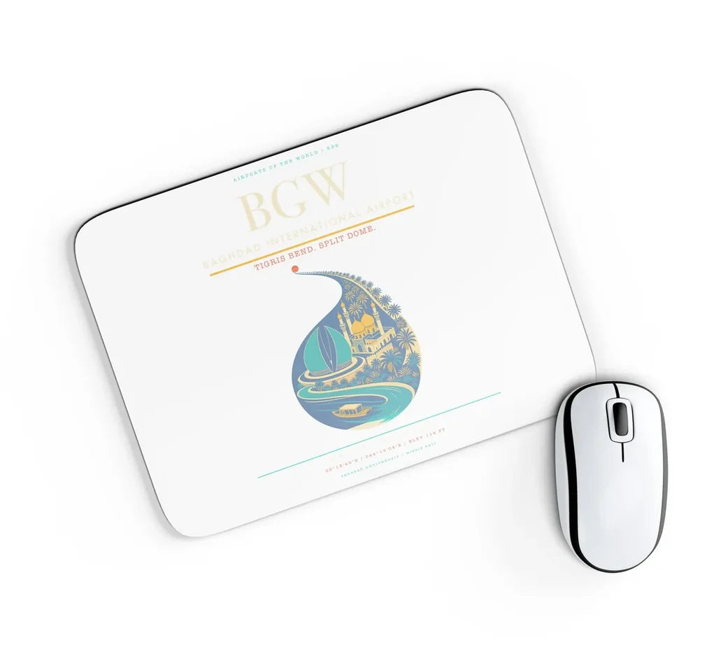Baghdad International Airport BGW Mouse-Pad Rectangle - White