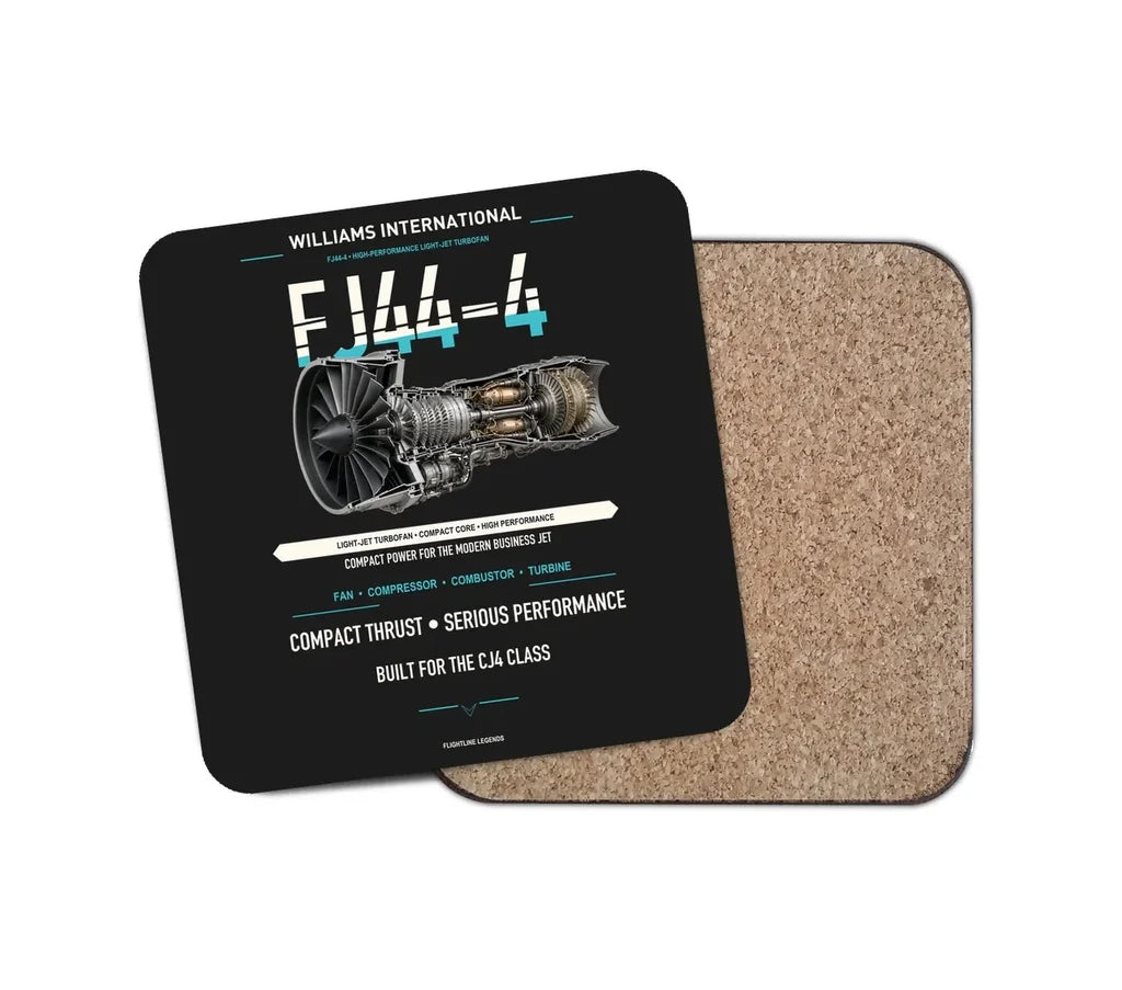 FJ44-4 design on black 1 piece coaster