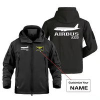 Thumbnail for Airbus A320 Printed Military Jackets (Customizable) aviation design printed on heavy cotton shell with field-style pockets mi.