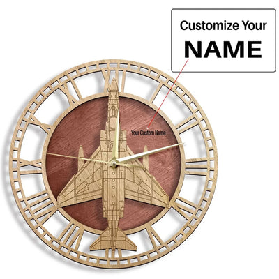 F-4 Phantom II aviation design on premium wood wooden wall clock.