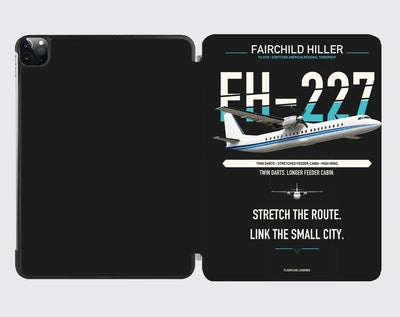 Fairchild Hiller FH-227B design on black ipad tablet case