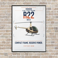 Thumbnail for Robinson R22 Beta II vertical canvas print - framed - white background