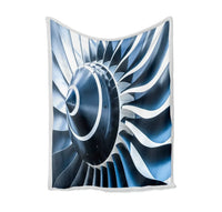 Thumbnail for Blue Toned Super Jet Engine Blades Closeup Bed Blankets & aviation print on soft fleece blanket.