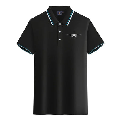 Boeing 757 Silhouette aviation design printed on soft cotton stylish polo shirt.