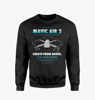 DJI Mavic Air 2 design on black sweatshirt