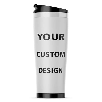 Custom Logo/Design/Image aviation design on travel mug no-holder, insulated double-wall.