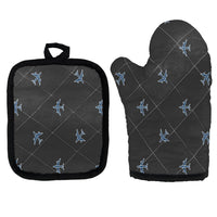 Thumbnail for Nice Airplanes (Gray) Kitchen Glove & Holder aviation design on durable fabric with insulated lining kitchen glove holder.