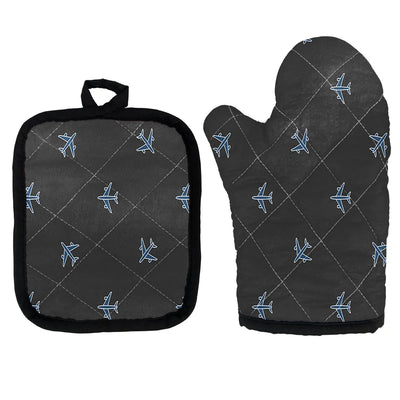 Nice Airplanes (Gray) Kitchen Glove & Holder aviation design on durable fabric with insulated lining kitchen glove holder.