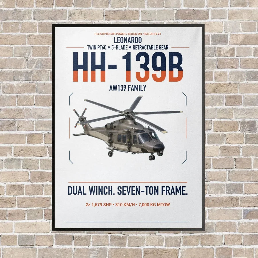 Leonardo HH-139B vertical canvas print - framed - white background