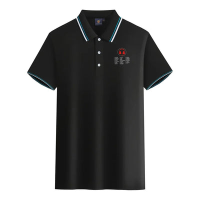 Aviation Alphabet 3 aviation design printed on soft cotton stylish polo shirt.