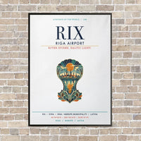 Thumbnail for Riga Airport RIX vertical canvas print - framed - white background