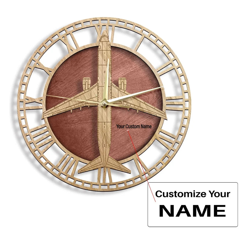 Boeing 737-800 aviation design on premium wood wooden wall clock.