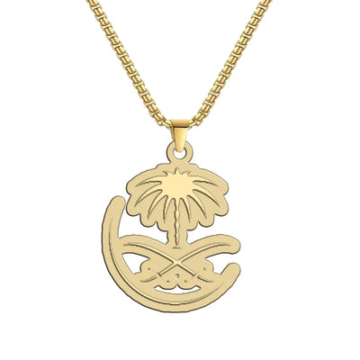 Saudi Arabian Airlines aviation hollow necklace, polished metal body with engraved detail.
