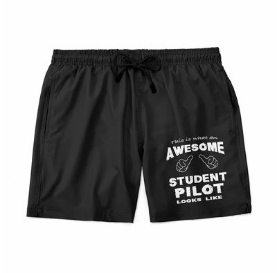 This is What an Awesome Student Pilot Look Like aviation design on quick-dry polyester swim trunks.