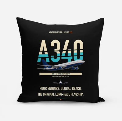 Airbus A340-300 design on black pillow
