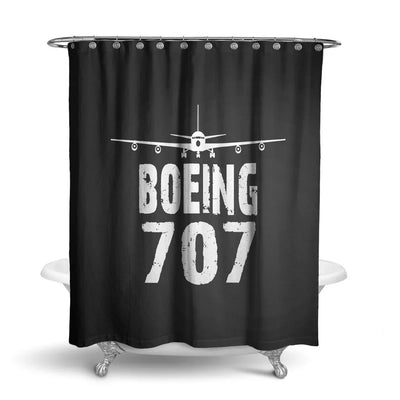 Boeing 707 & Plane aviation design on waterproof polyester shower curtain.