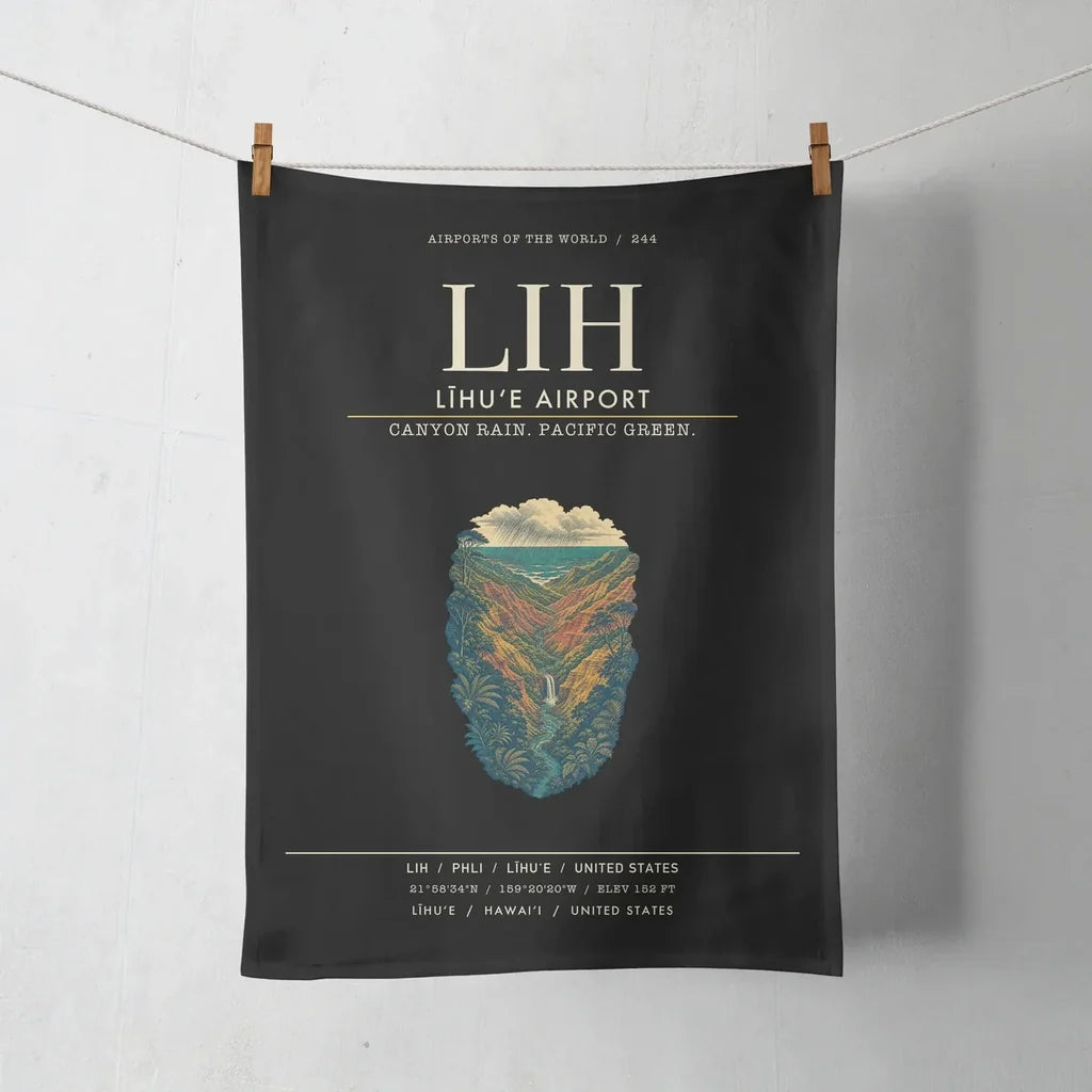 Līhuʻe Airport (LIH) design on black towel
