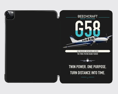 Beechcraft Baron G58 design on black ipad tablet case