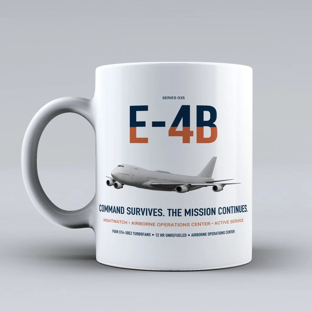 E-4B Nightwatch design on white ceramic mug, double-side print
