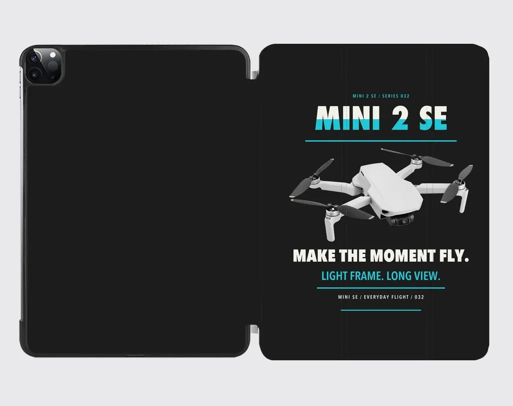 DJI Mini 2 SE design on black ipad tablet case