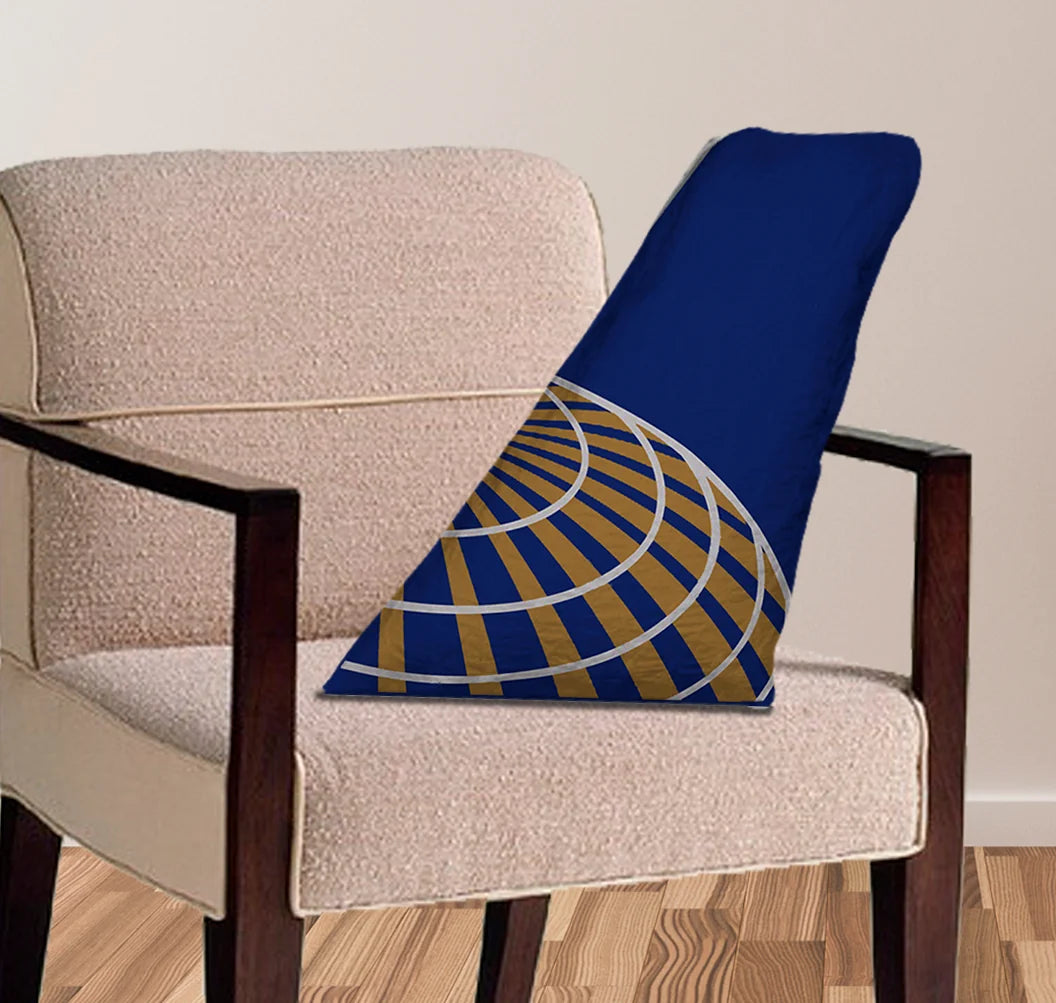 Continental Airlines aviation design on soft polyester filling aircraft tail pillow.