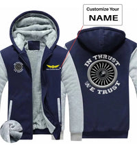 Thumbnail for In Thrust We Trust (Vol 2) aviation design printed on soft cotton blend zipped sweatshirt.