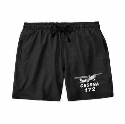 The Cessna 172 aviation design on quick-dry polyester swim trunks.