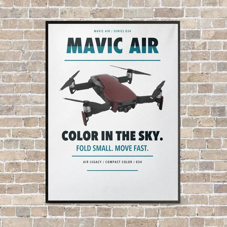 DJI Mavic Air vertical canvas print - framed - white background