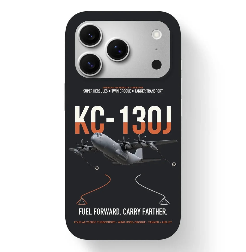 KC-130J SUPER HERCULES design on black magsafe iphone case, for iPhone 17 Pro