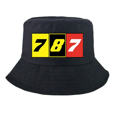 Flat Colourful 787 Summer aviation embroidery on breathable cotton summer hat.