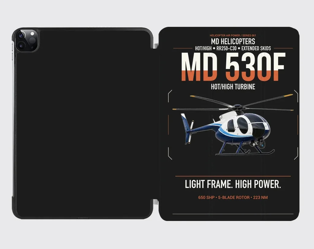 MD Helicopters MD 530F design on black ipad tablet case