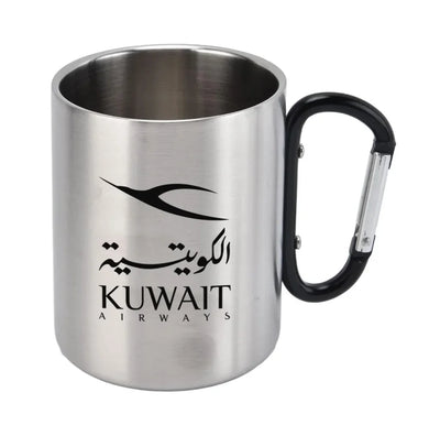 Kuwait Airways Airlines aviation design on outdoor mug, durable insulated construction.