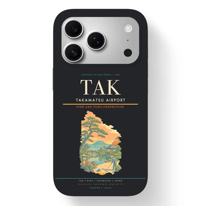 Takamatsu Airport (TAK) design on black iPhone 17 Pro MagSafe case