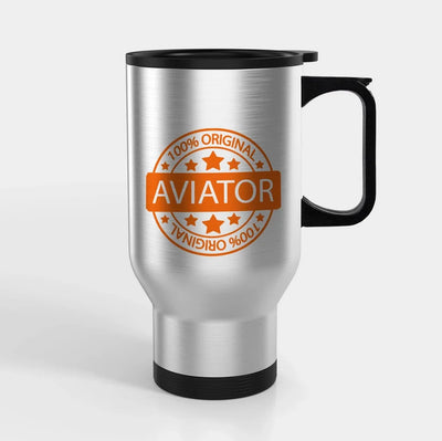 %100 Original Aviator Travel Mugs (With Holder) aviation design on travel mug with holder, insulated double-wall with car-cup.