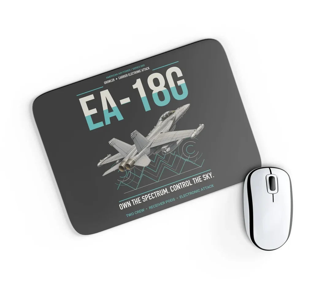 EA-18G Growler design on black rectangle mouse pad
