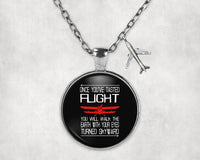 Thumbnail for Side view of Once You've Tasted Flight aviation necklace in stainless steel, polished finish.