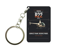 Thumbnail for Robinson R22 Beta II design on black designed key chain, double-side print