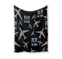 Thumbnail for Fly Be Free Bed Blankets & aviation print on soft fleece blanket.