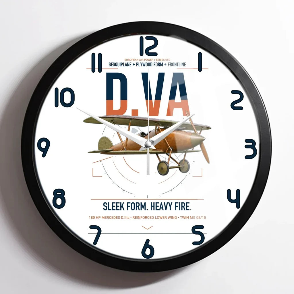 Albatros D.Va design on white framed wall clock