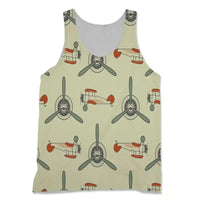 Thumbnail for Vintage Old aviation design on breathable cotton 3D-printed tank top.
