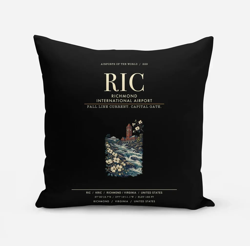 Richmond International Airport (RIC) design on black pillow