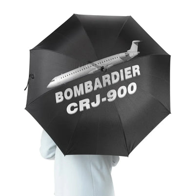 Bombardier CRJ-900 aviation design on windproof polyester umbrella.