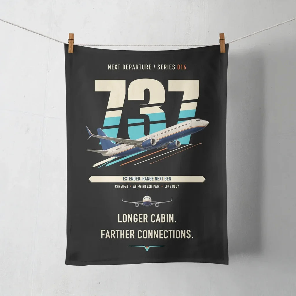 Boeing 737-900ER design on black towel