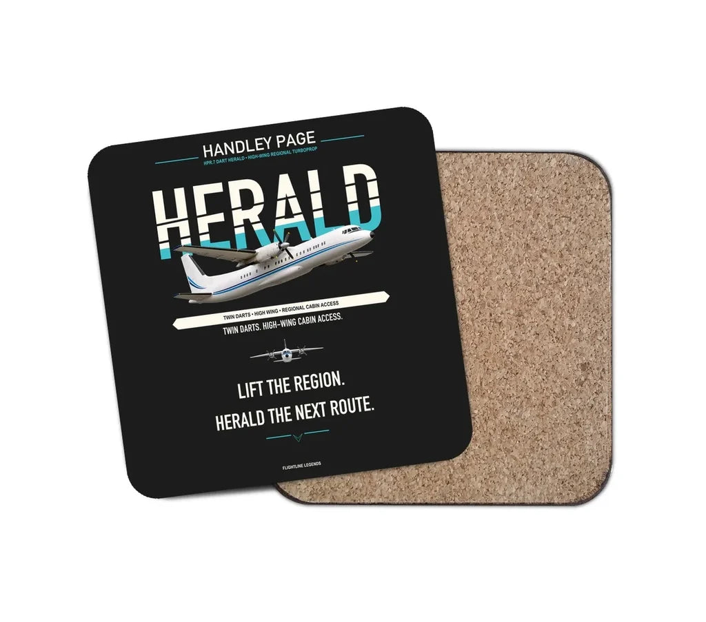 Handley Page HPR.7 Dart Herald design on black 1 piece coaster