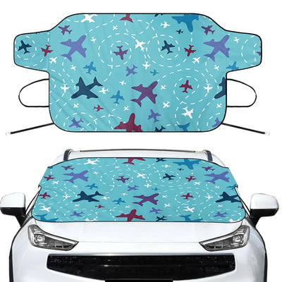 Love of Travel with Aircraft Car aviation design on car windshield cover.