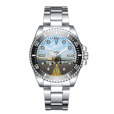 Face to Face with Beautiful Jet Luxury Aviators aviation aviator watch, premium stainless steel body with engraved detail.