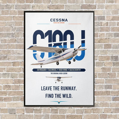 Cessna 180J Skywagon vertical canvas print - framed - white background