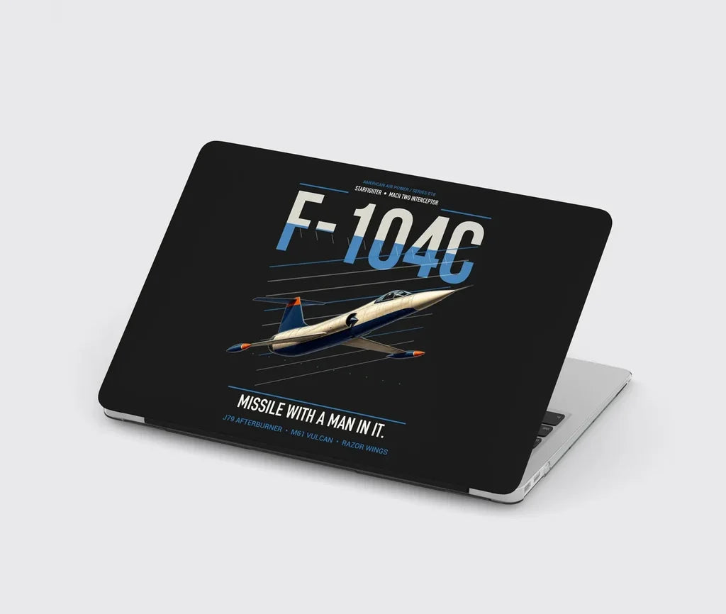 F-104C Starfighter design on black MacBook case