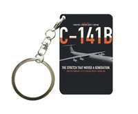 Thumbnail for C-141B Starlifter design on black designed key chain, double-side print