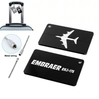 Thumbnail for The Embraer ERJ-175 aviation design aluminum luggage tag, aircraft-grade aluminum construction.